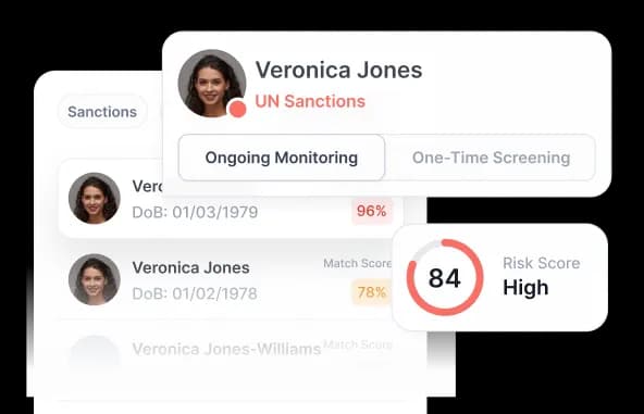 AML Screening interface preview